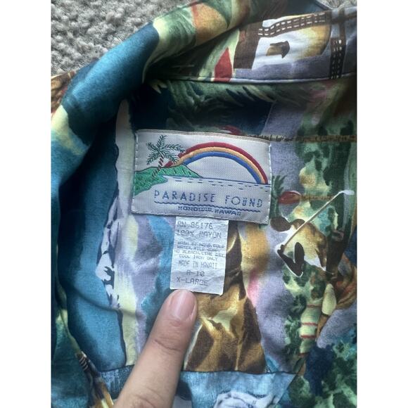 Paradise Found Hawaiian Shirt Men’s XL San Francisco California Golden Gate RARE - Picture 3 of 7